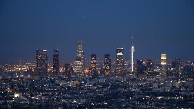 Night panorama of the city of Los Angeles