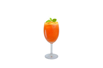 Orange - carrot and beetroot Cold-pressed juice  with clipping path, on white background