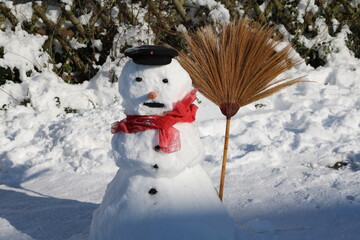 Snowman with a carrot nose and hat