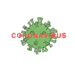 Coronavirus Bacteria. Icon cartoon flat illustrator. Infection. children hand-drawn doodle colorful kids hand doodle seamless pattern illustration. green covid 19 art in quarantine social distancing