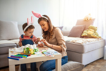 Mom, thank you for making Easter preparation so interesting and fun. Mom and son are preparing for...