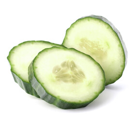 Cucumber slices  isolated on white background cutout