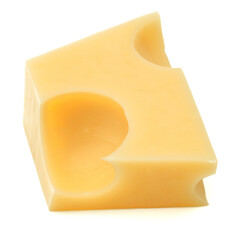 Cubes of cheese. Cheese block isolated on white background cutout