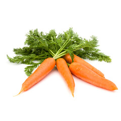 Carrot vegetable with leaves isolated on white background cutout