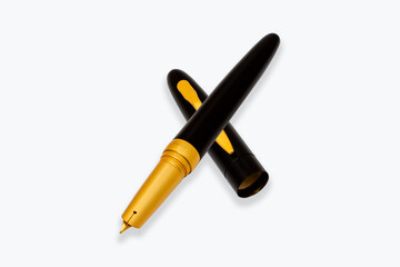Pen expensive and vintage isolated with shadows.