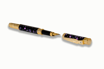 Fountain pen with cap isolated on white.