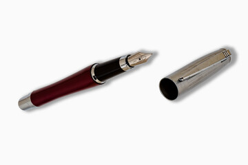 Fountain pen with cap isolated on white.