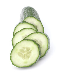 Cucumber slices  isolated on white background cutout