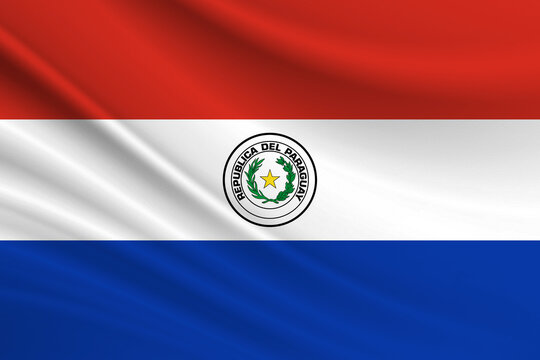 Flag of Paraguay. Fabric texture of the flag of Paraguay