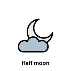 Obraz premium Ramadan half moon outline icon. Element of Ramadan day illustration icon. Signs and symbols can be used for web, logo, mobile app, UI, UX