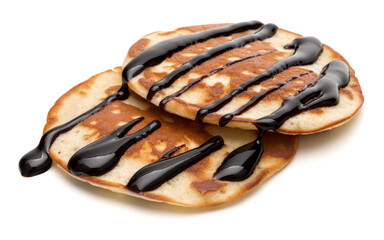 Two pancakes isolated on white background cutout.