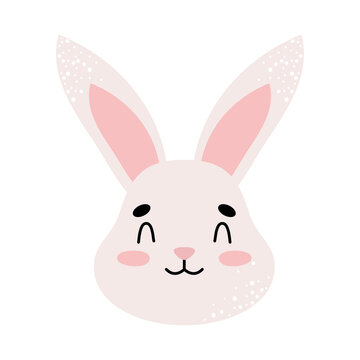 icon of cute bunny face, colorful design