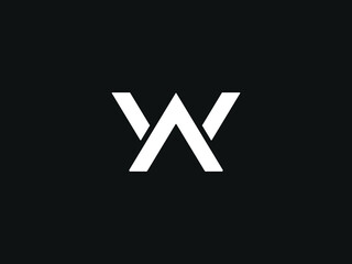 Professional modern and minimalist black and white color AW or WA logo