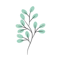 stem with green leaves, colorful design