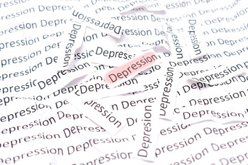 Fototapeta premium Sign depression highlighted with red marker, concept of sadness, apathy and low mood