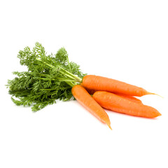 Carrot vegetable with leaves isolated on white background cutout