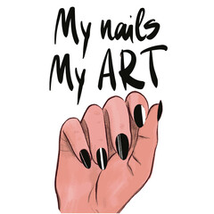 lettering, Inspiration quote for nail bar, beauty salon, manicurist, stickers and social media. Manicure symbol. Vector illustrVector illustration.For cards, posters, stickers and professional design.