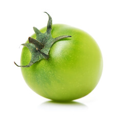green tomato isolated on white