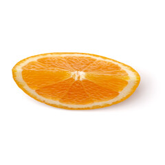 Orange fruit slice  isolated on white background closeup. Food background. Flat lay, top view.