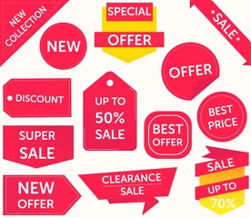 Illustration card sticker set of sale tags labels for shopping