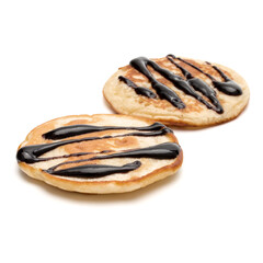 Two pancakes isolated on white background cutout.