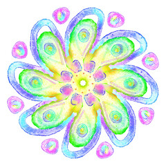 mandala multicolor with abstract flowers abstraction illustration.