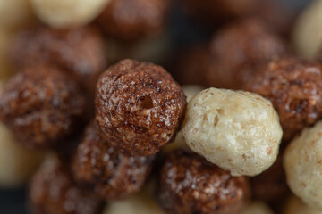 Chocolate corn balls flakes as a background