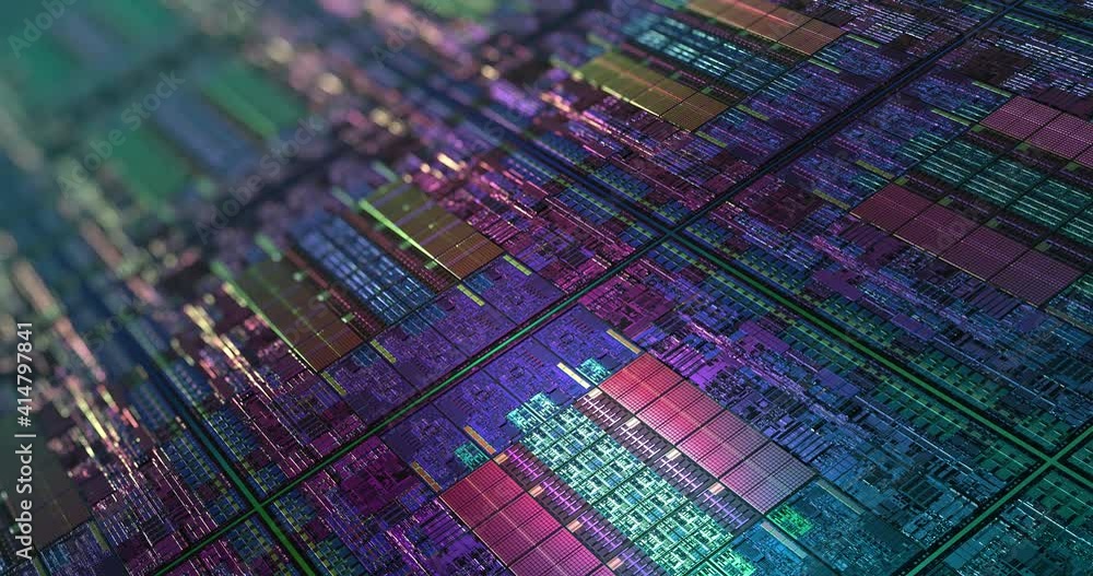 Poster silicon semiconductor lithography technology background. system on a chip soc concept. manufacturing