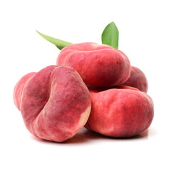 chinese flat peaches on white background 