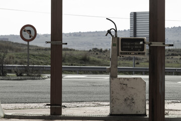 Abandoned gas station near a secondary road