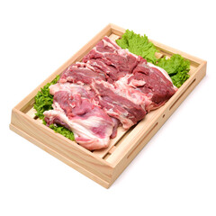 raw lamb meat on white background