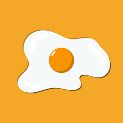 Egg white and egg yolk on orange background, vector image of fried egg