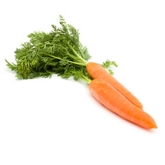 Carrot vegetable with leaves isolated on white background cutout