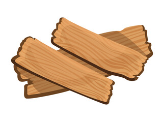 Wooden signboard. Cartoon brown wooden plate. Old guidepost, vintage restaurant signpost or advertising design concept. Banner template