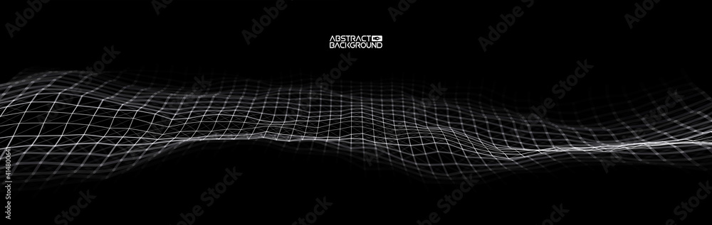 Poster 3d glowing abstract digital wave particles. futuristic vector illustration. hud element. technology 