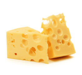 Cheese block isolated on white background cutout