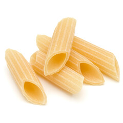 Italian pasta isolated on white background. Pennoni. Penne rigate.