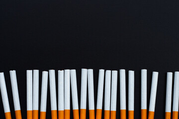 Cigarette on dark background. Non smoking for health concept