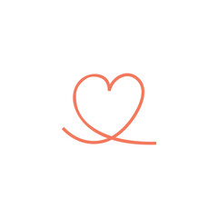 Drawing red heart line on white background doodle style.Vector illustration stock