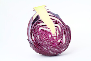 Red cabbage on a white background