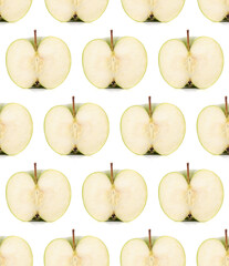 green apple half . Seamless food pattern.