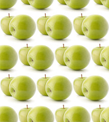two green apples . Seamless food pattern.