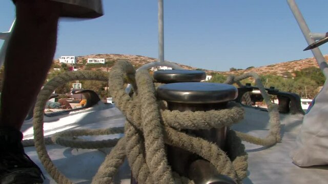 Arki Greece arriving by boat on the very small island from Patmos Home to one of the best beaches in the Dodecanese  
