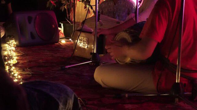 Vaishnavas is playing Indian Traditional Musical Instruments for kirtan harmonium

