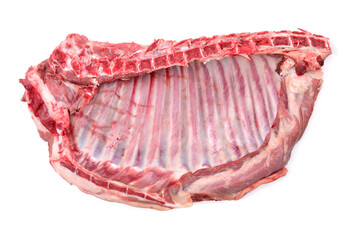 raw lamb meat on white background