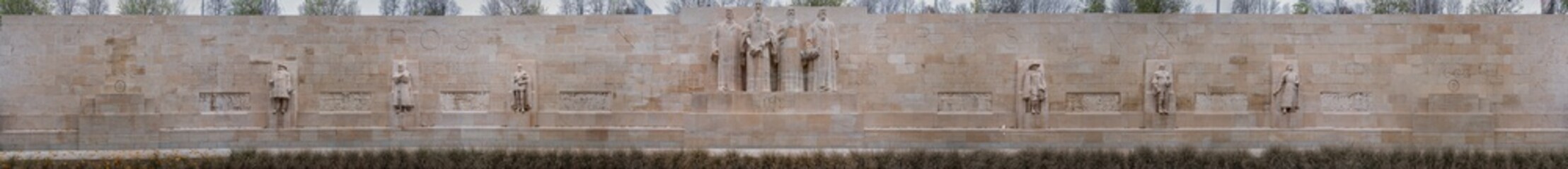 Reformation Wall Monument - Panoramic view of the entire wall - Geneva, Switzerland