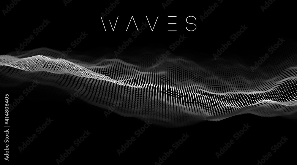 Poster data technology abstract futuristic illustration. sound waves with music waves 3d rendering. big dat