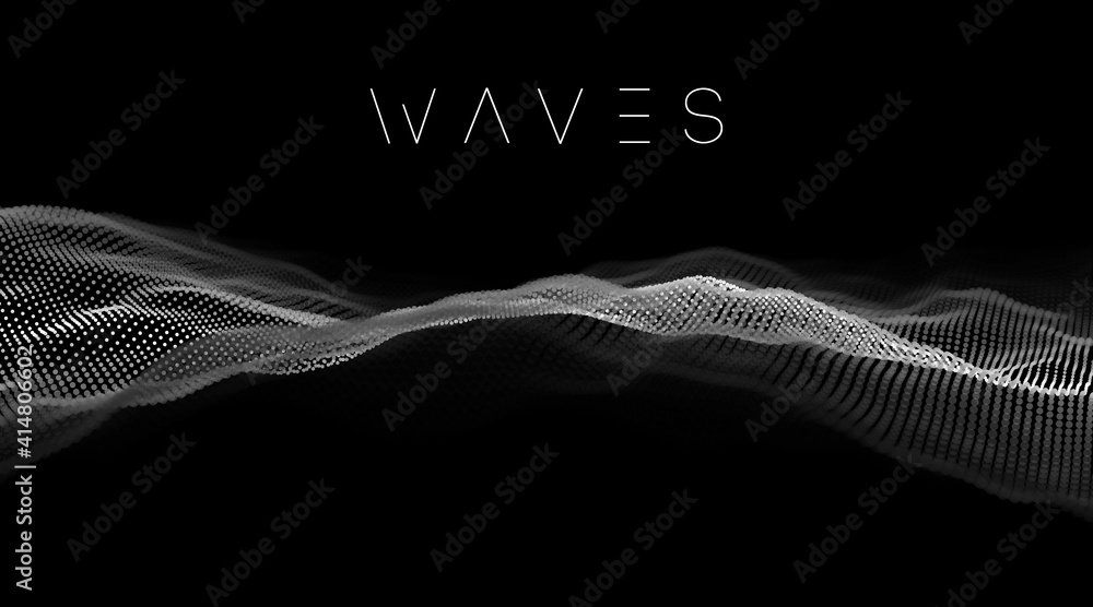 Poster data technology abstract futuristic illustration. sound waves with music waves 3d rendering. big dat