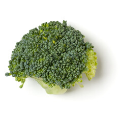 Broccoli isolated over white background. Top view, flat lay.