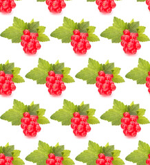 Red currants isolated on white background cutout.Creative layout, fruit seamless pattern..